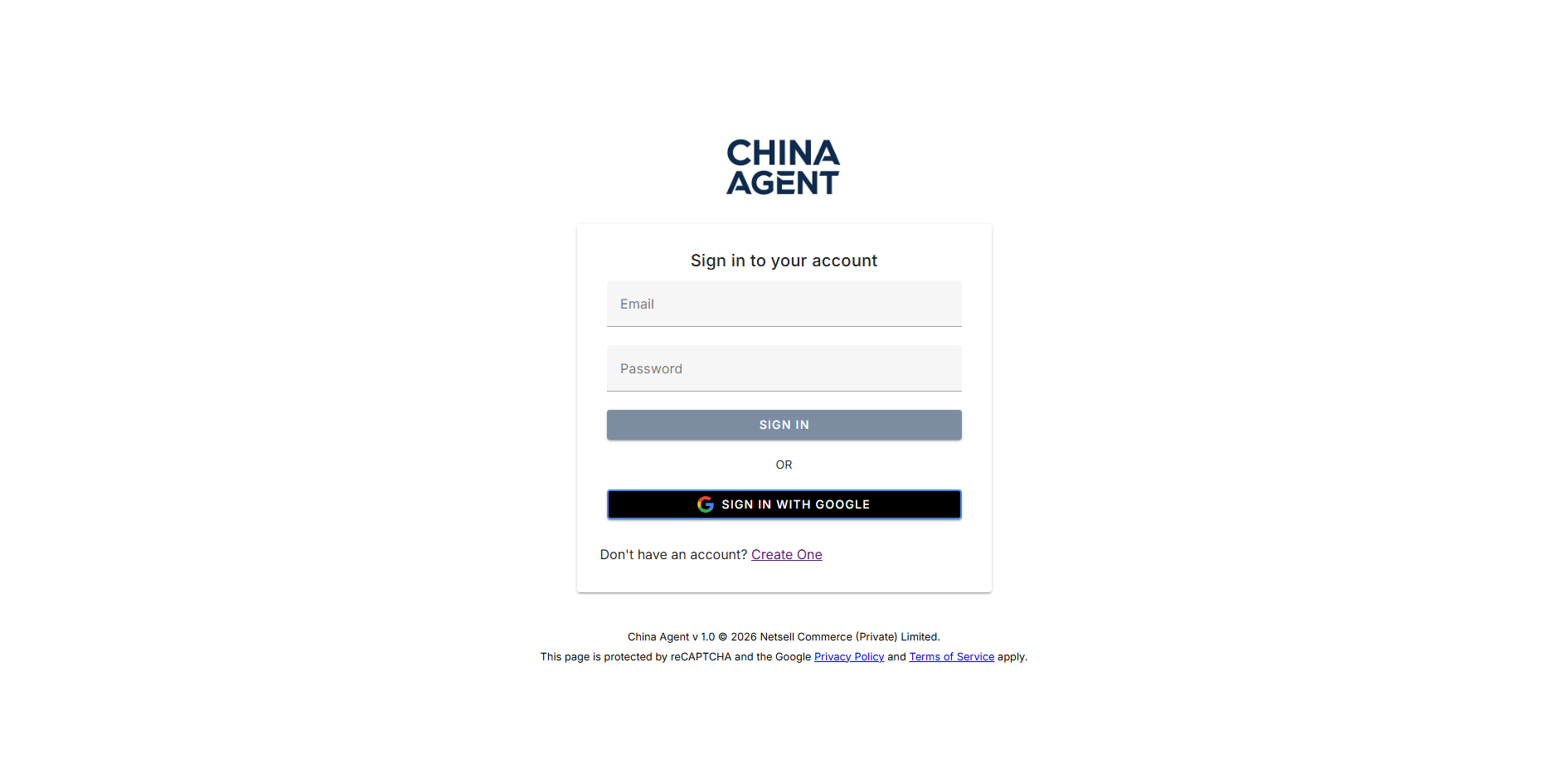 China Agent Login
